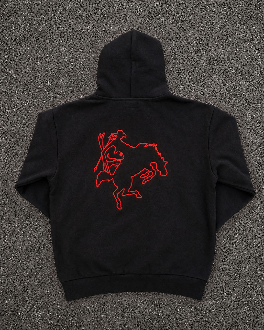 Ski Bum Cowgirl - The Bucking Horse Hoodie | Black/Red