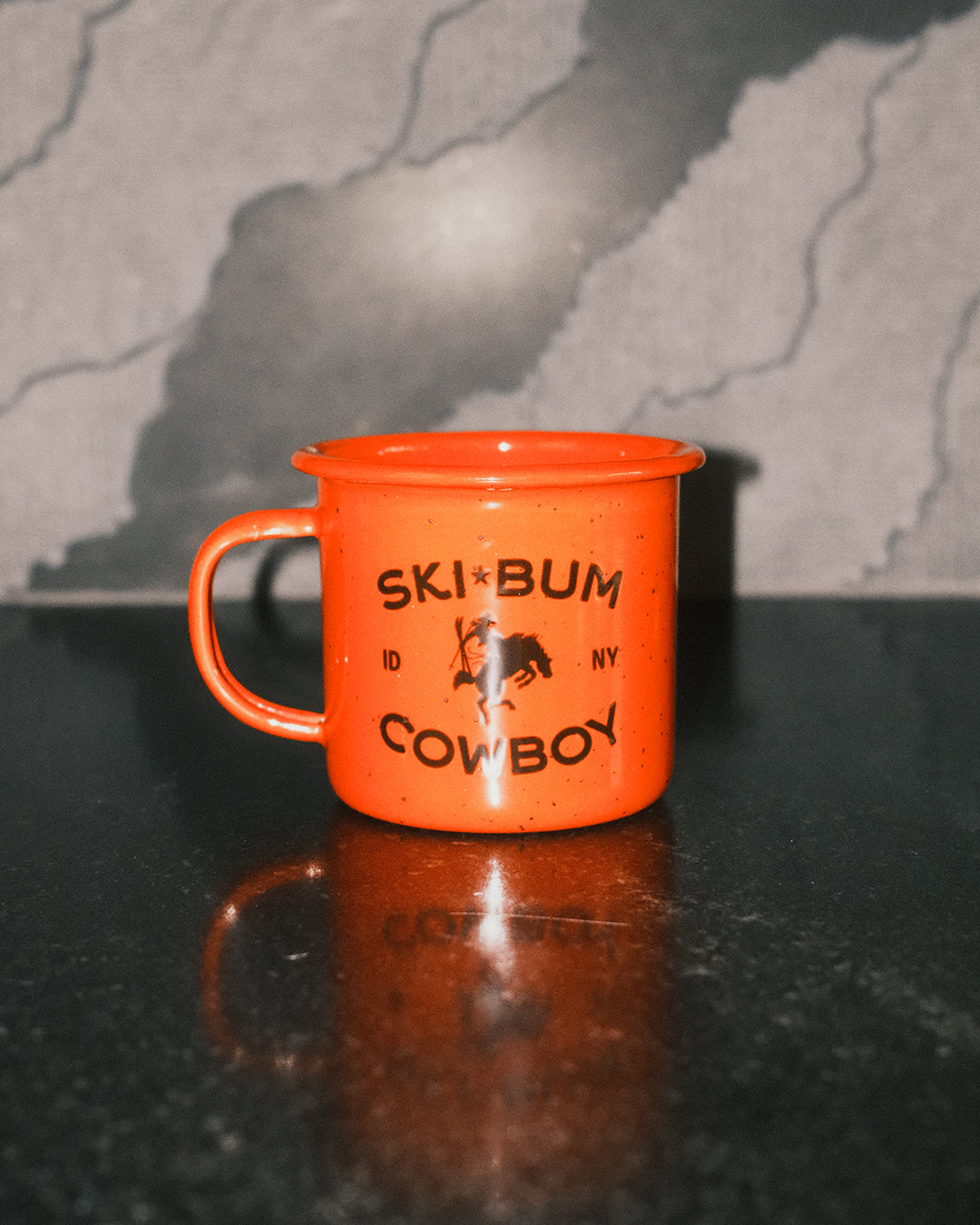 Orange Speckle Enamel Mug